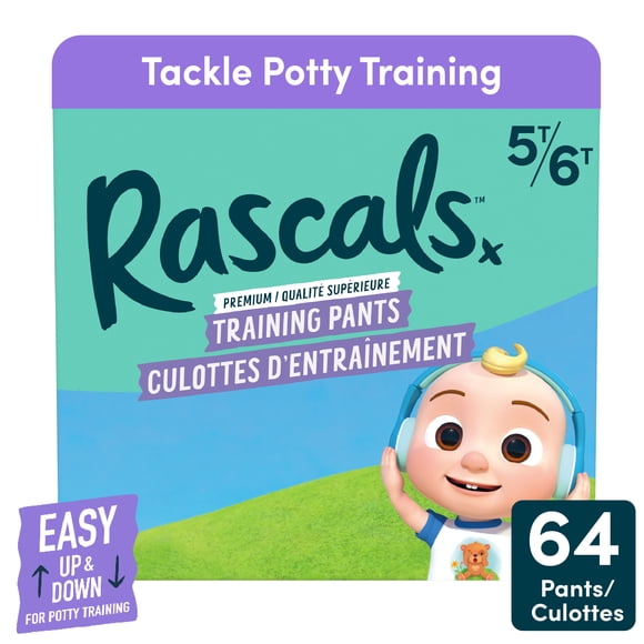 Rascals CoComelon Absorbent Potty Training Pants, Size 5T-6T, Carton, 64 Count
