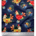 thumbnail image 1 of Soimoi Moss Georgette Fabric Floral,Chick & Cock Cartoon Printed Fabric 1 Yard 42 Inch Wide, 1 of 3