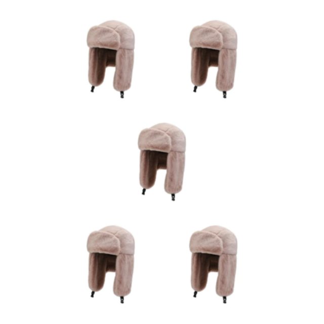 Youkk Ready For Winter Thicken Earflap Caps Wear-resistant Earflap Caps Autumn pink 5Set