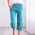 thumbnail image 2 of Liquidation d'Été! Pantalons Grande Taille pour Femmes, Pantalons d'Été pour Femmes, Mode Décontractée Élastique Coloré Pantalons Amples Capris avec Poche, 2 of 5