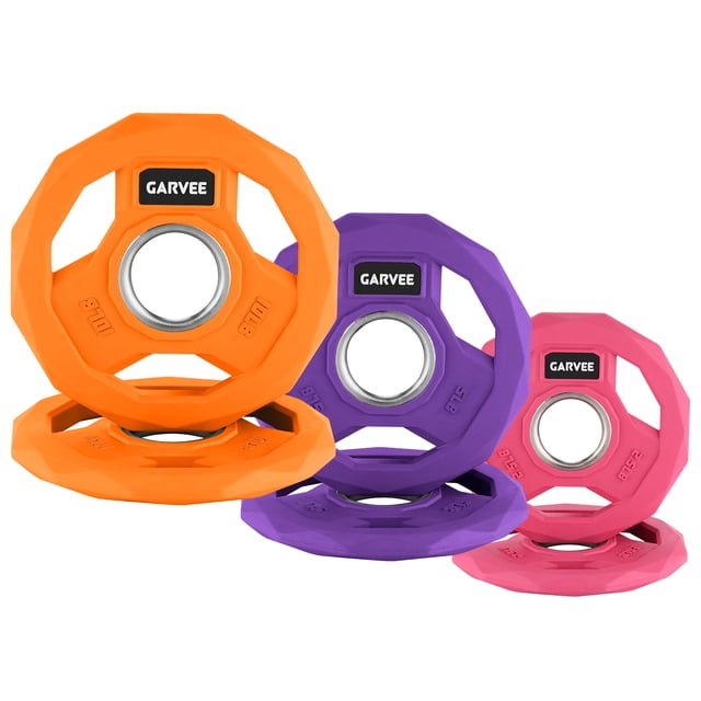 International Games 2-Inch Rubber Coated Color-Coded Weight Plates Set - Bumper Plates for Strength Training, Fractional & Change Plates, Fitness & Weightlifting - Home Gym Use