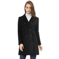 thumbnail image 3 of INSPIRE CHIC Women's Notched Lapel Collar Double Breasted Mid Length Overcoat, 3 of 6