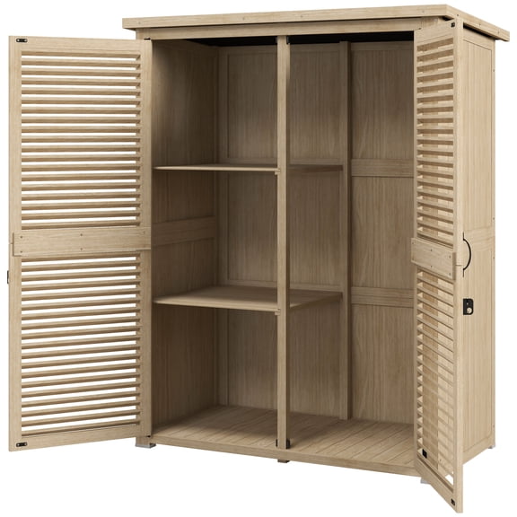 CoSoTower Remise de Jardin en Bois 50 Pouces x 26 Pouces x 66 Pouces, Remise de Rangement Extérieure avec Toit en Asphalte Imperméable, Étagères, Naturel