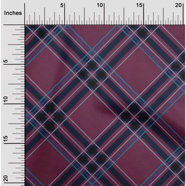 oneOone Silk Tabby Fabric Tartan Check Print Sewing Fabric BTY 42 Inch Wide