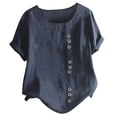 thumbnail image 2 of WEIYLL Tshirt for Women Plus Boho Button Loose Size Solid Navy Tops Sizes XXL, 2 of 2