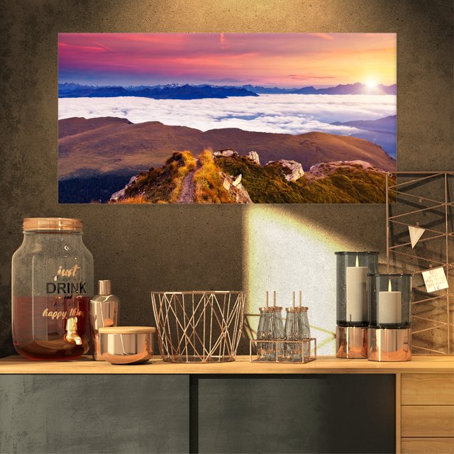 Foggy Val Gardena Valley Panorama - Extra Large Seashore Canvas Art