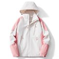 thumbnail image 1 of hoksml Manteau à Capuche Décontracté pour Femme Printemps Automne Léger Mince Mode Imperméable Coupe-Vent Veste à Fermeture Éclair avec Poches Zippées, 1 of 3
