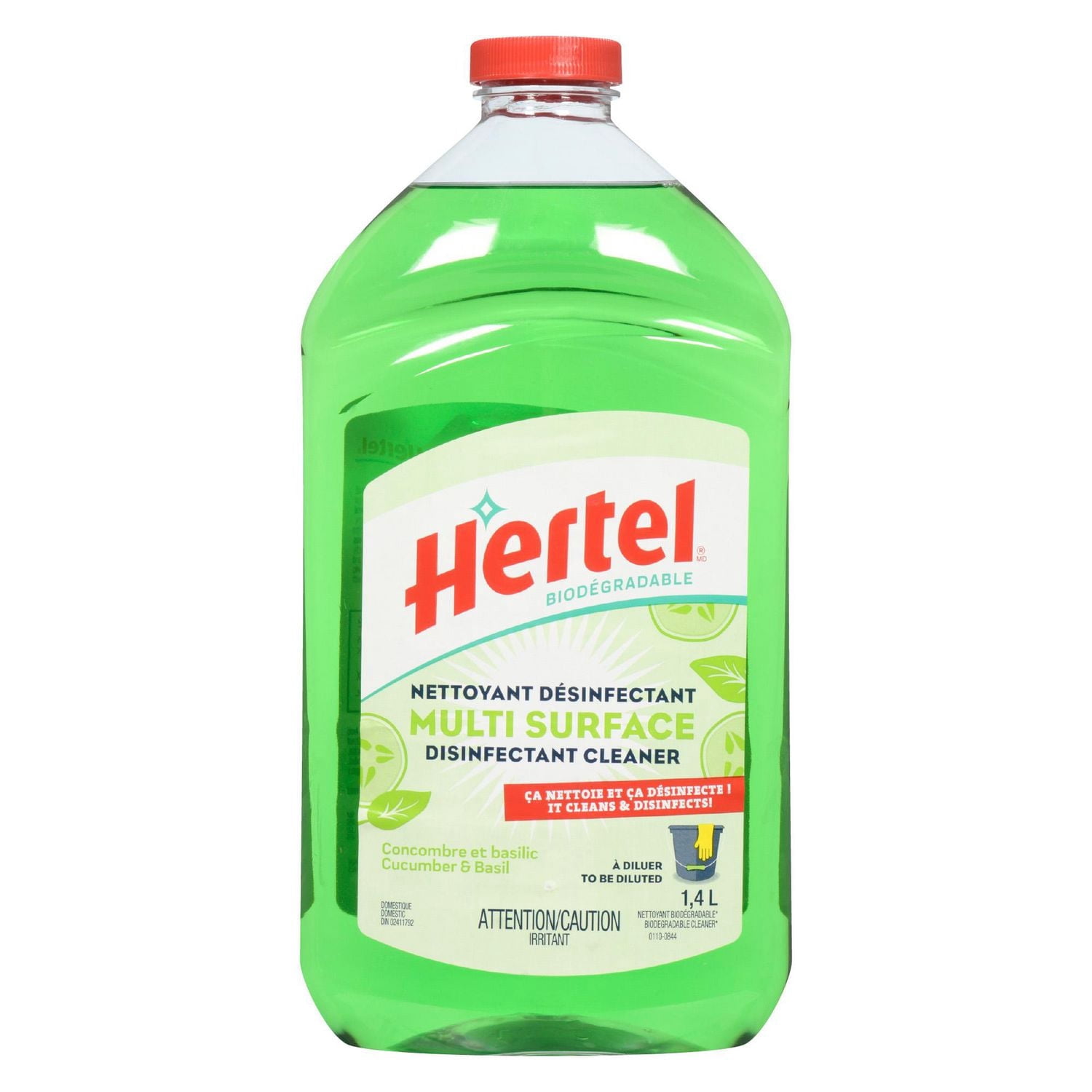 HERTEL Multi-surface cleaning disinfectant to be diluted - CUCUMBER & BASIL, 1.4L