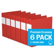 Davis Group, Premium Economy, Round Ring, Binder, 6 Pack, 3"