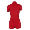 thumbnail image 4 of LOVZFMLL Women's Zip Pockets Color Work Lapel Jumpsuit Shorts Tight Jumpsuit Red XXL, 4 of 4