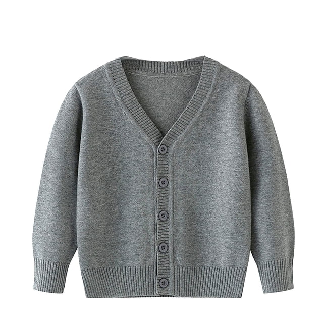 Liyamei Unisex Boy' Girls' Cardigans Sweater V Neck Long Sleeve Button Soild Knit Sweaters For 2 10 Years