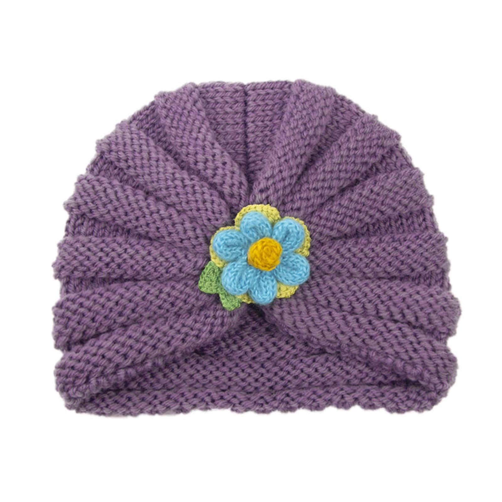 XZNGL Autumn Winter Baby Boys Girls Flowers Knitted Windproof Warmth Ear Protection Children Hat