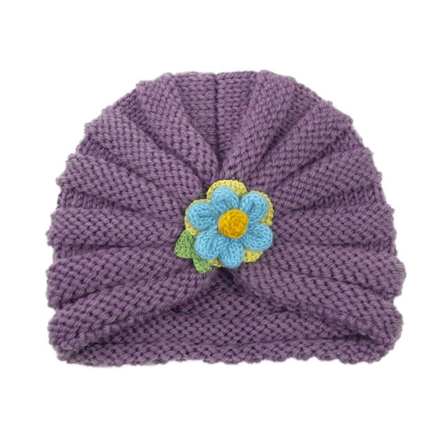 Autumn Winter Baby Boys Girls Flowers Knitted Windproof Warmth Ear Protection Children Hat