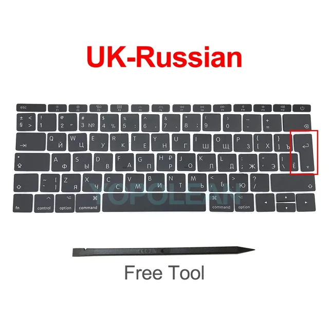 New Keycaps US UK Spain French Russian For Macbook Pro Retina 13" A1708 Keyboard Keys Replacement key cap 2016 2017 UK-Russian