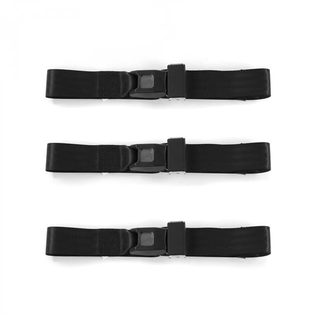 VW Type 3 Squareback Standard 2 Point Black Lap Bench Seat Belt Kit - 3 Belts