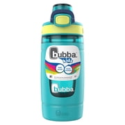 Bouteille d'eau pour enfants bubba Flo, 16 oz (473 ml), Large ouverture, Manchon en silicone, Couvercle à bouton-poussoir, Scuba/Limelight