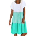 thumbnail image 1 of CHUANK Robes en Lin pour Femmes Été Grande Taille Manches Courtes Col en V Longueur Genou Robe Ample Décontractée Confortable Robe de Plage Soldes de Liquidation 2024, 1 of 7
