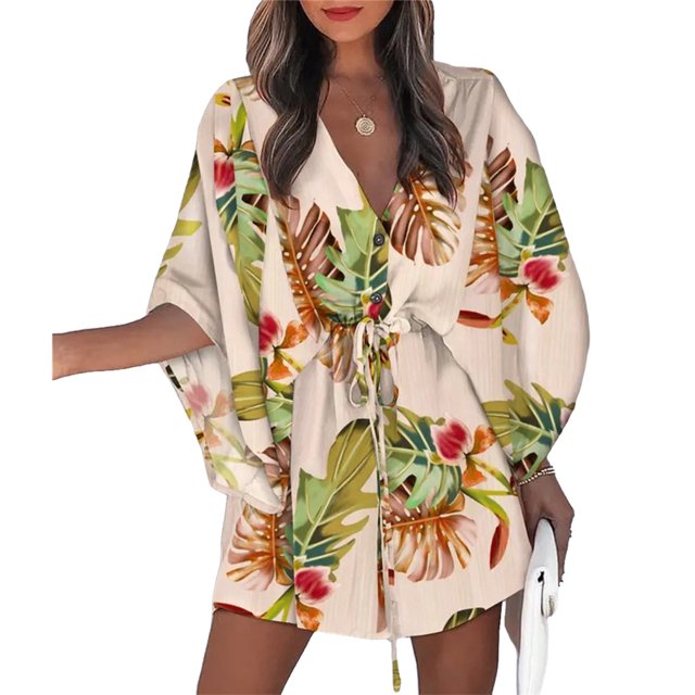 Robes à Lacets pour Femmes Été Jupe pour Dames Élégante Décontractée Robe Courte à Nouer Fête Plage Ménage Travail Femme Type3 m