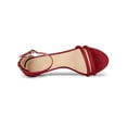 thumbnail image 4 of BLISSFUL STEP Women's Shoes Faux Suede Ankle Strap Kitten Heel Slide Straps Solid Sandals  Red 8.5, 4 of 8