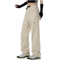 thumbnail image 1 of Ohufall Pantalon Cargo pour Femmes Pantalon à Jambe Grand Ample Extensible Pantalon Mode Urbaine Taille Haute Décontracté Imperméable Pantalon de Randonnée Extérieur avec Poches Pantalon pour Femmes, 1 of 4