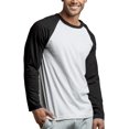 thumbnail image 4 of SLM Men's Long Sleeve Cotton Baseball Raglan Tee Shirt Jersey -White/Black-Large, 4 of 5