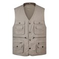 thumbnail image 1 of OmicGot Classic Summer Men Vest Cotton Button Multi Pocket 3 Colors Sleeveless Jacket With Many Pockets Solid Big Size Travel Waistcoat, 1 of 2