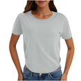 thumbnail image 1 of Yuyuzo Hauts Courts pour Femmes T-Shirts à Manches Courtes Col Rond Hauts de Sortie T-Shirts Unis Hauts, 1 of 7