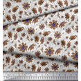thumbnail image 2 of Soimoi Poly Georgette Fabric Leaves & Cosmos Floral Print Fabric by the Yard 42 Inch Wide, 2 of 3