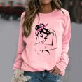 thumbnail image 1 of Jsaierl Sweat-Shirt de Sensibilisation au Cancer du Sein pour Femmes Imprimé Ruban Rose Pull Mignon Col Rond Manches Longues Lutte contre le Cancer, 1 of 6