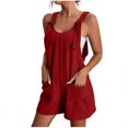 thumbnail image 1 of Économies d'Été! SROBPTY Combinaisons pour Femmes, Mode Femme Été Unie Décontractée Sans Manches à Bretelles Combinaison Courte Rouge, G, 1 of 5