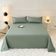 Danhjin Fiber Bed Sheet Solid Color Ease Friendly Washable Sheets A Pair of Pillowcases Comforter Set