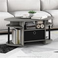 thumbnail image 2 of Pemberly Row Engineered Wood Oval Coffee Table with Bin in French Oak Gray/Black, 2 of 6