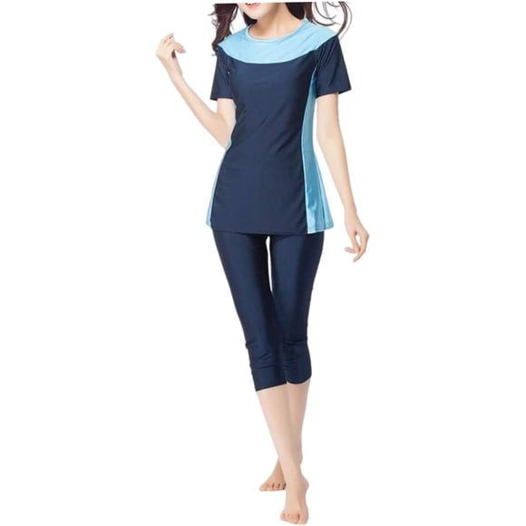 SURJDE Modest Swimwear Women Muslim Swimming Costume Women Short Sleeve Full Body Swimsuit Beachwear Modesty Burkini Surfing Suit Islamic Swimming Costume
