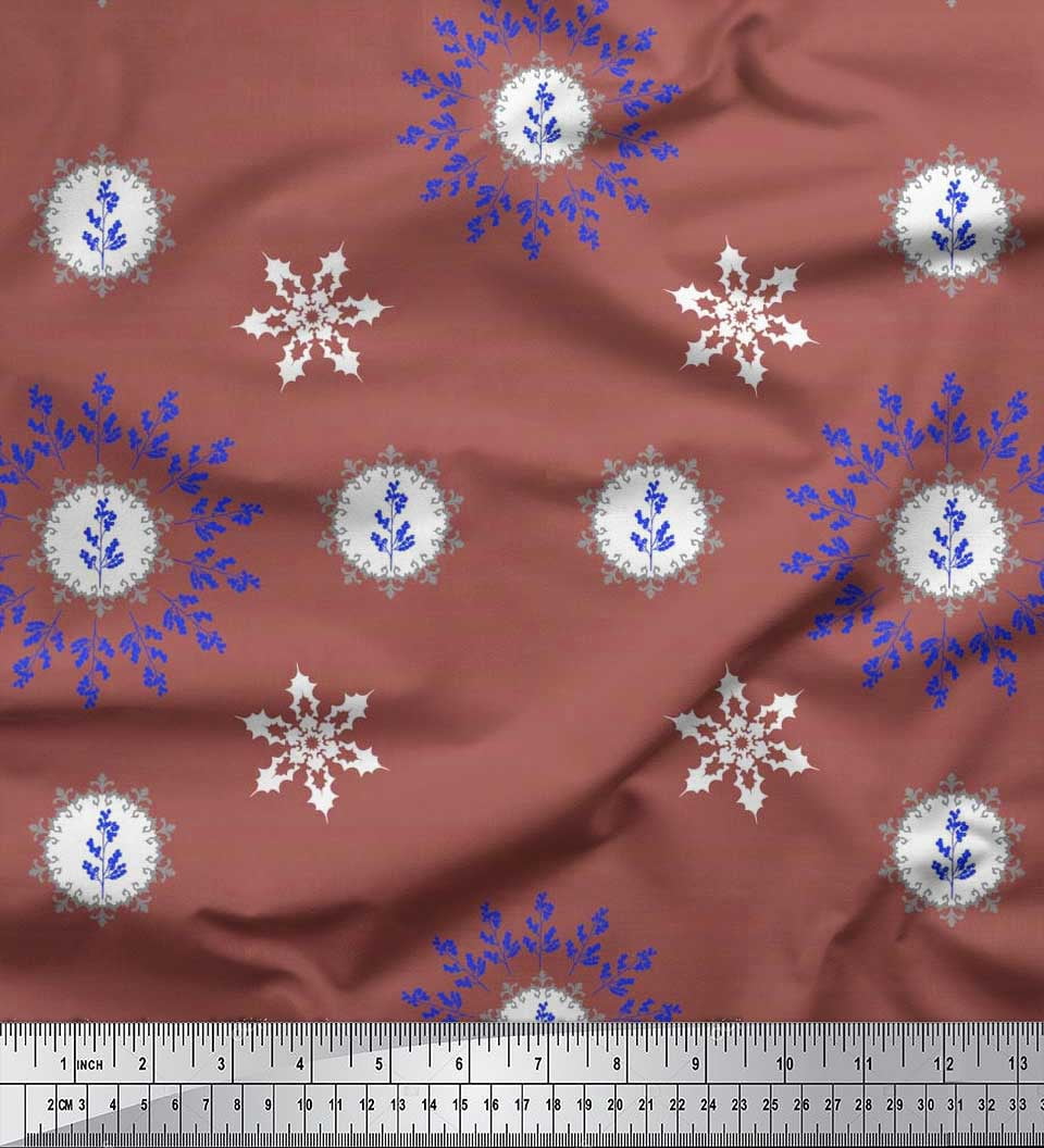 Soimoi Polyester Crepe Fabric Berries & Damask Decorative Print Sewing Fabric Yard 42 Inch Wide