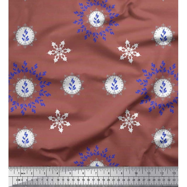 Soimoi Polyester Crepe Fabric Berries & Damask Decorative Print Fabric by Yard 52 Inch Wide