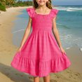 thumbnail image 2 of Tranfacy Casual Dresses for Girls,Girls Ruffle Dress,Summer Dresses Cute Double Layer Ruffle Sleeve Smocked Flowy Dress, 2 of 4