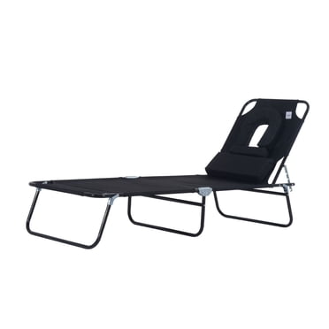 Outsunny Foldable Garden Lounger w/ Reading Hole