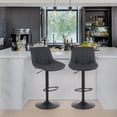 thumbnail image 2 of Modern PU Leather Bar Stools Set of 2, Swivel Counter Height Barstools with Back and Footrest, Sturdy Base Dia 41cm, Adjustable Kitchen Island Stool Dining Chairs, Black, 2 of 9