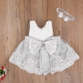 thumbnail image 2 of 2 Pcs Robe pour Nouveau-Née Fille en Dentelle, Robe Tutu de Princesse, Robe de Fête d'Anniversaire et de Vacances + Bandeau, Ensembles 0-24 m, 2 of 5