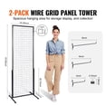 thumbnail image 2 of KFFKFF 2ft x 5.6ft Grid Wall Panel Tower, Dual Pack Wire Display Racks with T-Base Stand, Two-Sided Gridwall Panels for Art Exhibitions, Retail Showcasing with Additional Clips and Hooks, 2 of 9