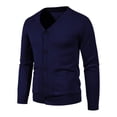 thumbnail image 2 of Mens Button Solid V Neck Slim Fit Warm Sweater Cardigan Coat, 2 of 5