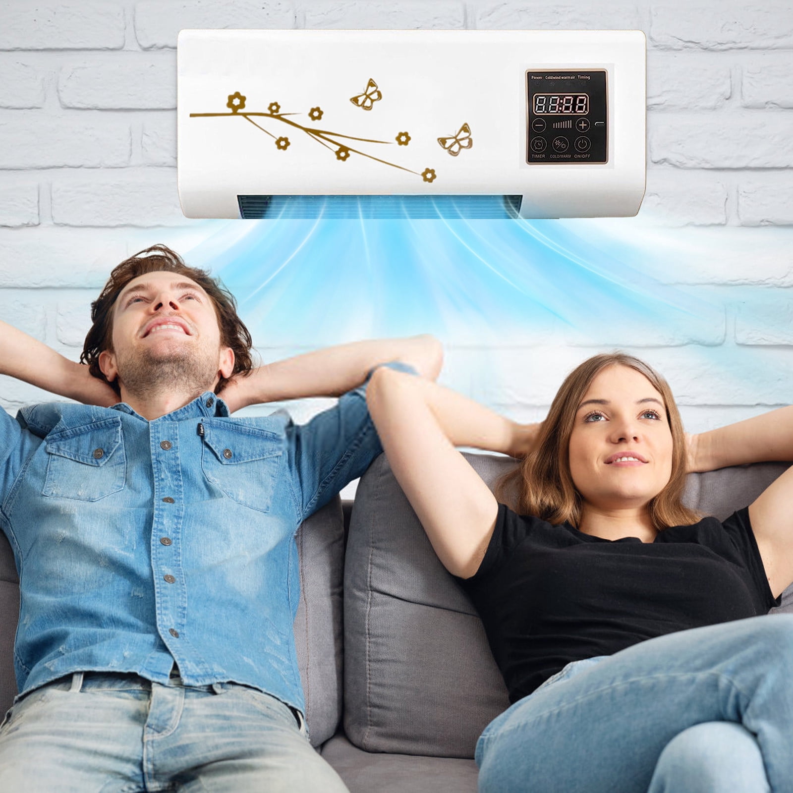 Wall Mounted Air Conditioner Heater Portable Smart Air Conditioner Ductless Wall Air Conditioner With Remote Control Air Heating Fan For Bedroom Living Room