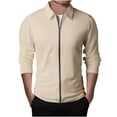 thumbnail image 1 of RXIRUCGD Men's Solid Color Design With Zippered Pockets Long Sleeved Hooded Casual Jacket, Khaki, Size: M, 1 of 5