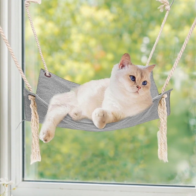 Chat Minimaliste en Lin Respirant pour Détente Intérieure Douillette et Installation Sécurisée dans la Cage avec Tissu Lavable à la Machine