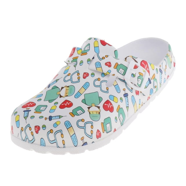 Milaget WOMENS PRINT NURSING SHOES WORK SHOES SOFT INSOLE BEACH CLOGS SLIPPERS 38 39 A-38 39