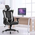 thumbnail image 3 of Goplus Chaise de Jeu de Massage Chaise de Course Inclinable avec Soutien Lombaire et Appuie-Tête Blanc, 3 of 10