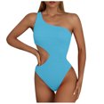thumbnail image 1 of Cameland Women's Summer Skin-friendly Fashion Solid Color One Shoulder One-Piece Bikini Set, 1 of 5