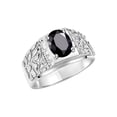 thumbnail image 3 of RYLOS Men's Rings 14K White Gold Designer Nugget Ring Oval 9X7MM Gemstone & Diamonds  Onyx October Birthstone Rings For Man Size 13, 3 of 7