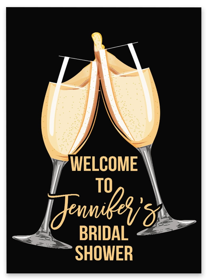 Darling Souvenir MADE WITH LOVE PersonalizedWelcomeSignFor Bridal Shower,Champagne Glasses,Bridal Shower Collection Great For Your Celebrations- 18x 12