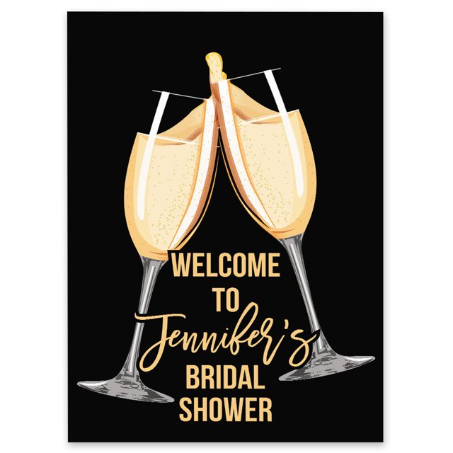 Darling Souvenir MADE WITH LOVE PersonalizedWelcomeSignFor Bridal Shower,Champagne Glasses,Bridal Shower Collection Great For Your Celebrations- 18x 12